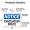 Signmission Evacuation Route, 24 in W x Rectangle, Plastic OS-2PACK-NS-P-1824-L-12193 - alternate 5